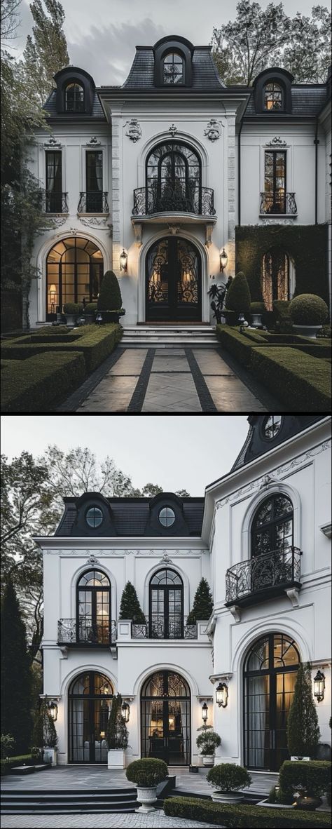 Black And White Mansion, French Mansion Interior, Modern French Mansion, Modern French House, French Chateau Mansion, Modern French Chateau, French Chateau Home, Modern French Home, French Manor House