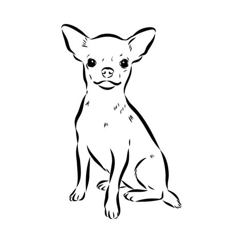 Chihuahua Drawing, Chihuahua Tattoo, Dog Drawing Simple, Mom Coloring Pages, Cute Dog Drawing, Dog Coloring Book, Chihuahua Art, Pencil Drawings Easy, Vector Sketch