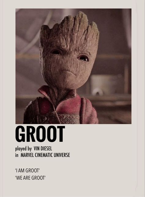 Minimalist/polaroid character poster by me Groot Poster, Marvel Movie Characters, Avengers Movie Posters, Movie Character Posters, Marvel Room, Film Polaroid, Marvel Movie Posters, Avengers Movie, Avengers Poster