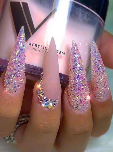 A women's lifestyle destination dedicated to style, entertainment, love, and living beautifully. Simple Boujee Nails, Stilleto Nails Designs, Stiletto Nail Art, Nails Design With Rhinestones, Stiletto Nails Designs, Coffin Nails Designs, Bling Nails, Fancy Nails, Dope Nails