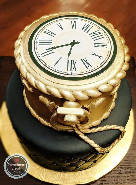 Vintage Pocket Watch Theme Cake #pocketwatch #pocketwatchcake #mensbirthdaycakes #cakesforhim #customcakedesign #torontobaker #goldandblackcake #menscakes #torontocakeartist #cake #hubbyscake #fondantart #cakesfondant #timeclock www.instagram.com/sumptuoustreats Clay Cake, Polymer Clay Cake, Hublot Watches, Vintage Pocket Watch, Theme Cake, Fondant Cakes, Cupcake Cookies, Custom Cakes, Themed Cakes