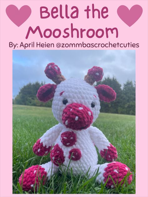 This is a BEGINNER pattern for a mushroom-cow or mooshroom! It contains detailed instructions paired with photos every step of the way. To successfully follow this pattern you should be comfortable with single crocheting, color changing, and joining/sewing pieces together. #crochet #crochetpattern #crochetcow #cowstuffie #amigurumi #amigurumipattern #cowstuffedanimal #crochetstuffedanimal #crochetanimalpattern Crochet Cow, Crochet Animal Patterns, Amigurumi Pattern, Crochet Projects, Cow, Amigurumi, Crochet Patterns, Sewing, Crochet