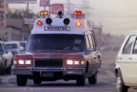 From a film. Ems Vehicles, American Ambulance, Vintage Cadillac, Emergency 51, Boot Hill, Emergency Squad 51, Lights And Sirens, Old Toronto, Fire House