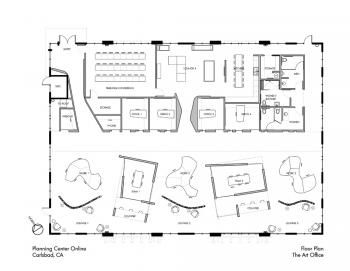 Review: Planning Center Online Headquarters Coworking Layout, Coworking Design, Open Office Layout, Office Layout Plan, Office Space Planning, Coworking Space Design, Planning Center, Studio Workspace, Startup Office