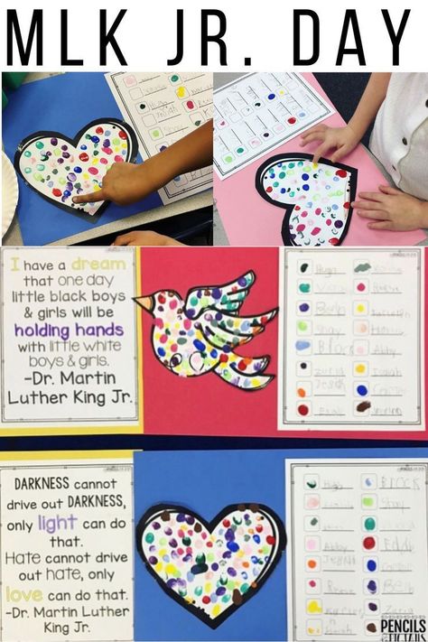 Martin Luther King, Jr. Day in Primary Grades - Pencils to Pigtails Mlk Preschool, Martin Luther King Jr Kindergarten, Martin Luther King Jr Crafts, Mlk Crafts, Mlk Activities, Martin Luther King Activities, Martin Luther King Jr Activities, Mlk Jr Day, Weekly Themes