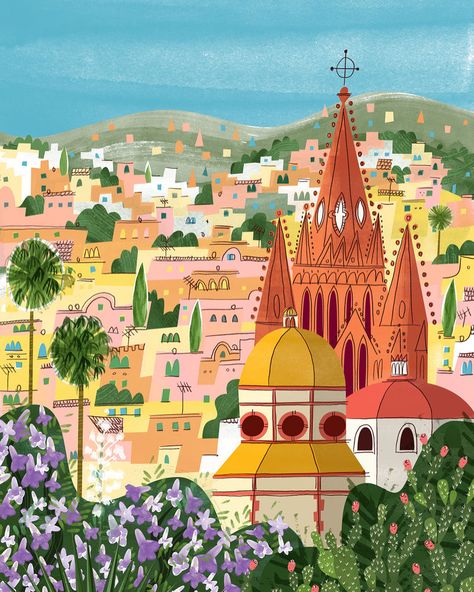 Tom Froese Mexican Illustration, Tom Froese, Wanderlust Art, Architectural Art, Art Japan, Random Picture, Capital One, City Illustration, Travel Illustration