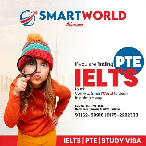 Ielts Poster Design Ideas, Ielts Pte Creative Ads, Ielts Creative Ads, Ielts Ads, Hiring Poster, Facebook Post Design, Uk Visa, Uk Universities, Wallpapers Android