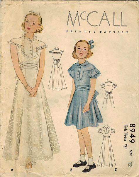 Hanging By A Thread, Pinafore Pattern, Vintage Girls Clothes, Sewing Patterns Girls, Doll Dress Patterns, Girly Dresses, Gowns For Girls, 1930s Fashion, England Fashion