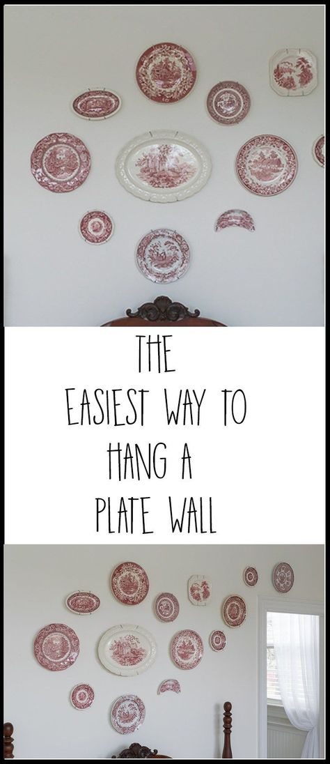 Plate Displays On Walls, Transferware Plates On Wall, How To Hang A Plate On The Wall, Plate Wall Display Dining Room, Styling A Plate Rack, Hanging China On The Wall, Plates On Walls Ideas, Plates On Wall In Bedroom, Hanging Plates On The Wall Ideas Display