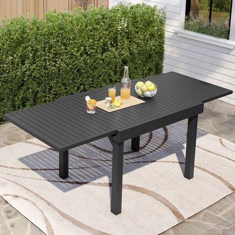 Outdoor Aluminum Expandable Patio Dining Table - 82.7" / 41.3" (L) x 31.49" W x 29.5" H - Bed Bath & Beyond - 37134785 Expandable Table, Outdoor Dining Tables, Extendable Table, Patio Dining Table, Outdoor Store, Outdoor Dining Furniture, Outdoor Dining Table, Patio Dining, Dinner Time