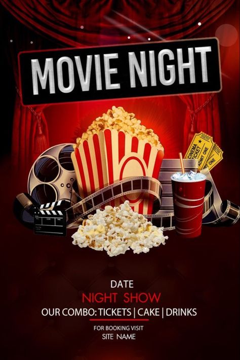 Movie Night Template, Movie Night Design, Movie Night Flyer Template Free, Movie Night Wallpaper, Movie Flyer Design, Movie Night Poster Design, Movie Night Flyer Design, Movie Night Poster, Popcorn Movie Night