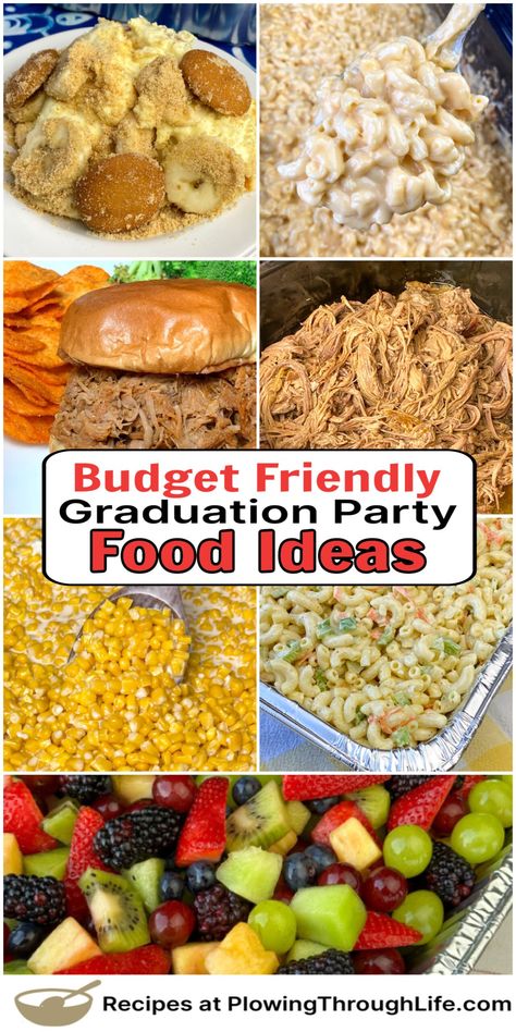 High school graduation is a great time to have a party with crowds of people and lots of delicious food. We have made several of these recipes to share with friends as they celebrate this life milestone. Here is a list of budget friendly Graduation Party Food Ideas that home cooks can make to share with loved ones! Fun Graduation Food Ideas, Senior Food Ideas, Graduation Party Ideas At A Restaurant, Cooking For 15 People, Food For 200 People Party, Inexpensive Graduation Party Food, Food For 20 People Parties, Birthday Party Food Ideas For Crowd, Food For 60 People Party