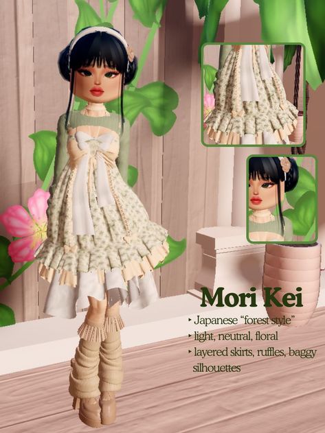 Mor Kei Dress To Impress, Mori Kei Dress To Impress No Vip, Dti Outfits Ideas Theme Mori Kei, Mori Kai Dress To Impress, More Kei Dress To Impress, Dei Mori Kei, Mori Kei Dress To Impress Outfit, Mori Kei Dti Outfit, Dti Theme Mori Kei