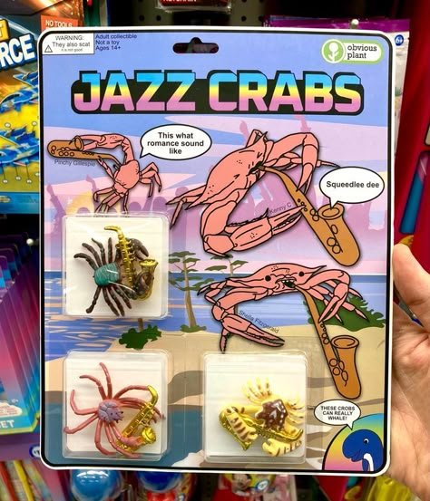 Untitled (Jazz Crabs) (c.2021) Mixed media (Edition of 600) (front) Obvious Plant, Fairy Frog, Crab Toy, Weird Products, Bootleg Toys, Weird Toys, Weird Thing, Fake Products, Funny Toys