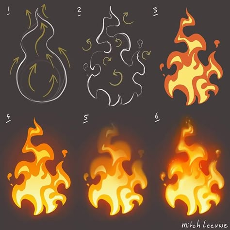 Mitch Leeuwe, Fire Drawing, الفن الرقمي, Fire Flames, Digital Art Beginner, Animal Illustrations, Digital Paintings, 3d Artwork, Digital Painting Tutorials