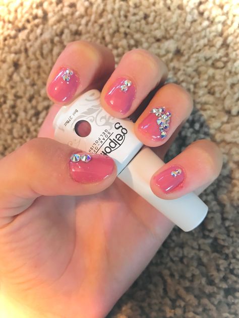 Mail Ideas With Gems, Cute Short Nails With Gems, Short Nails With Gems, Kid Nails, Nails With Gems, Kids Nail Designs, Nail Gems, Cute Short Nails, Nails Design With Rhinestones