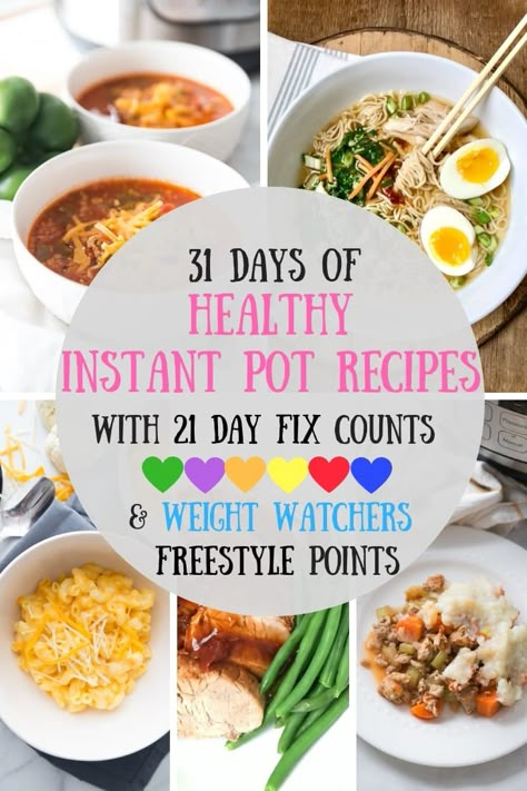 A whole month's worth of Healthy Instant Pot Dinners for you with 21 Day Fix Container Counts AND Weight Watchers Freestyle points! Healthy Instant Pot Dinners, Instant Pot Dinners, Confessions Of A Fit Foodie, Instant Pot Meals, Cake Courgette, Healthy Instant Pot, Beachbody Recipes, Pot Dinners, Fit Foodie