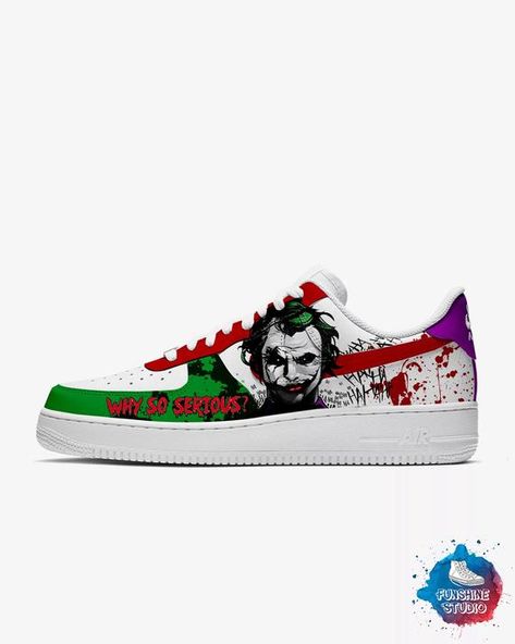 Custom Joker Nike Air Force 1s , Custom Nike Air Force One Low , Joker Custom Nike Air , Nike Air Fo Joker Custom, Custom Trainers, Custom Shoes Men, Fire Shoes, Custom Sneakers Diy, Air Nike, Air Force Shoes, Custom Shoes Diy, Nike Air Force 1s