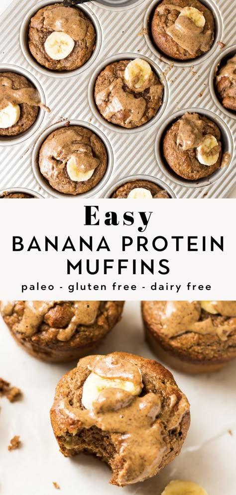 Gluten Free Dairy Free Recipes Meal Prep, Protein Muffins With Bananas, Gf Df Protein Snacks, Low Carb Banana Protein Muffins, Macro Muffin Recipe, Gf Df Protein Muffins, Healthy Breakfast With Protein Powder, Gf Df Protein Breakfast, Whole 30 Protein Breakfast