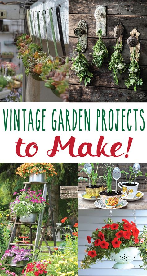 Vintage Garden DIY Projects Taman Vintage, Garden Diy Projects, Rusty Garden, Flea Market Gardening, Vintage Gardening, Garden Decor Diy, Garden Junk, Garden Decor Projects, Meteor Garden 2018