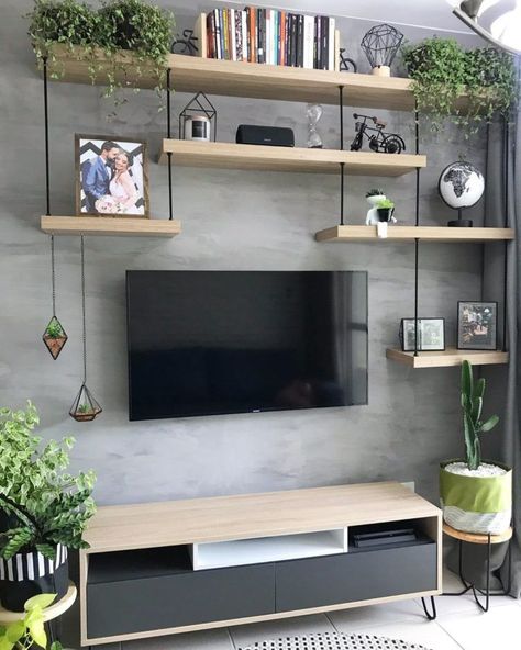 10 Ideas To Decorate The Wall You Hang Your TV On Koti Diy, Living Room Tv Unit Designs, Living Room Tv Unit, Living Room Decor Inspiration, 아파트 인테리어, Living Room Tv Wall, Living Room Decor Apartment, Boho Living Room, Living Room Tv