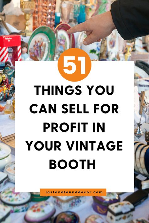 Not sure what to sell in your antique booth? This guide covers smart antique booth tips, plus vintage booth display ideas that will help you attract more buyers and boost sales. Here re 51 items you can find at thrift stores and garage sales. Learn what sells best, how to create an inviting setup, and the secrets to a thriving booth! Booth Wall Ideas, Antique Booth Design, Vintage Booth Display Ideas, Antique Mall Booth Ideas, Flea Market Business, Vintage Booth Display, Antique Booth Displays, Antique Mall Booth, Vintage Booth