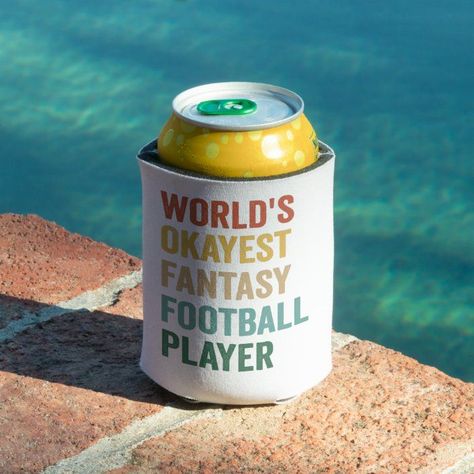 World's Okayest Fantasy Football Player Funny Gift Can Cooler - Socer Cooler Food, Shopping World, Fantasy Football, Football Player, Acrylic Art Print, Metal Art Prints, Can Cooler, Christmas Photo Cards, American Football