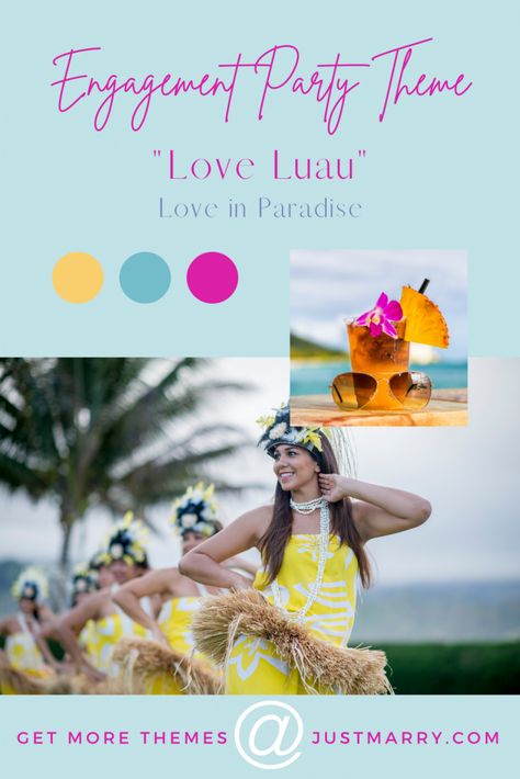 9 Fresh + Fun Engagement Party Themes 2021 | Analyzing | Orlando Wedding Planner Just Marry! | Engagement Ideas | Themed Party | Unique Wedding Ideas | Wedding Planning Tips | Engagement Party Ideas | Wedding Inspiration | #wedding #engagement #ideas #themes #2021 #luau Luau Engagement Party Ideas, Engagement Pool Party Ideas, Engagement Party Luau, Fun Engagement Party Themes, Luau Engagement Party, Summer Engagement Party Themes, Backyard Wedding Pool, Fun Engagement Party, Party Ideas Wedding