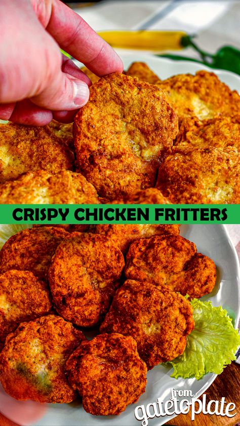 Crispy Style Chicken Fritters, Crispy Chicken Fritters, Turkey Fritters, Cheesy Chicken Fritters, Chicken Fritters Recipe, Chicken Fritters, Sleeve Recipes, Bariatric Sleeve, Chicken Chunks