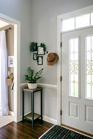 Front Door Small Entry, Front Door Corner Decor Inside, Beside Front Door Decor Inside, Small Wall By Front Door Decor, Table By Front Door Entryway, Space Behind Front Door Entryway, Corner Front Door Entrance Decor, Corner Entrance Ideas Front Doors, Small Entry Corner