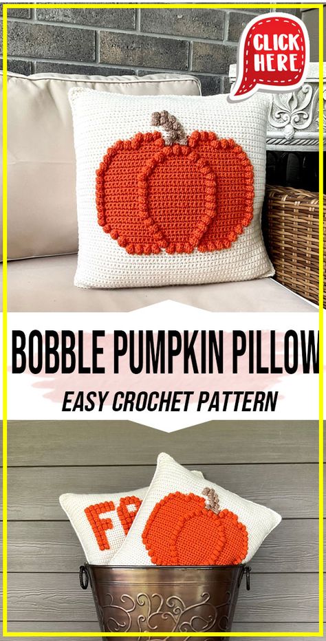 crochet Bobble Pumpkin Pillow easy pattern  - Easy Crochet Bobble Pumpkin Pillow Pattern for Beginners. Click to Get the Pattern #Pillow #crochet #crochetpattern
 via @shareapattern.com Halloween Pillow Patterns, Crochet Bobble Pumpkin Free Pattern, Fall Crochet Pillow Patterns Free, Crochet Throw Pillow Pattern Free, Crochet Bobble Pumpkin Pattern, Crochet Fall Pillow Free Pattern, Crochet Halloween Pillow Patterns Free, Crochet Halloween Pillow, Crochet Throw Pillow Pattern