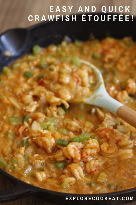 Easy Crawfish Etoufee, Crawfish Ettouffe, Steamed Crawfish Recipes, Crayfish Recipes Easy, Crawfish Etoufee Recipe Louisiana Easy, Crawfish Etoufee Cream Of Mushroom, Etoufee Recipe Louisiana Easy, Easy Crawfish Etouffee, Cajun Crawfish Etoufee