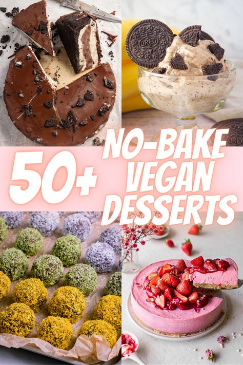 No-Bake Vegan Desserts are some of the easiest desserts to make out there. Whether you’re a novice in the kitchen, want a project your kids can help with, or just want some fun desserts, this list is for you. Summer Desserts Vegan, Vegan Desserts No Bake, Vegan No Bake Desserts, No Bake Vegan Dessert, Vegan Ice Cream Cake, Foodie Desserts, Easiest Desserts, Vegan No Bake, Baked Desserts