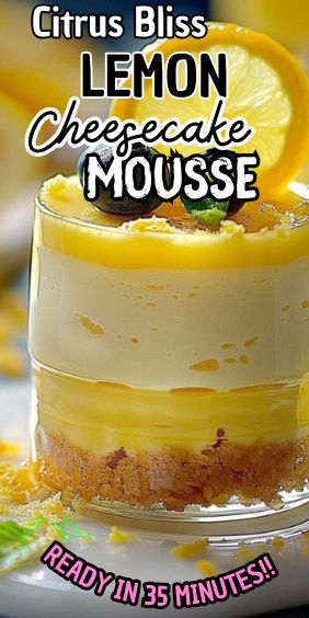 Citrus Bliss Lemon Cheesecake Mousse Lemon Mousse Recipe Desserts, Citrus Mousse, Lemon Cheesecake Mousse, Cheesecake Mousse Recipe, Work Recipes, Homemade Graham Cracker Crust, Lemon Mousse, Cheesecake Recipes Classic, Lemon Dessert