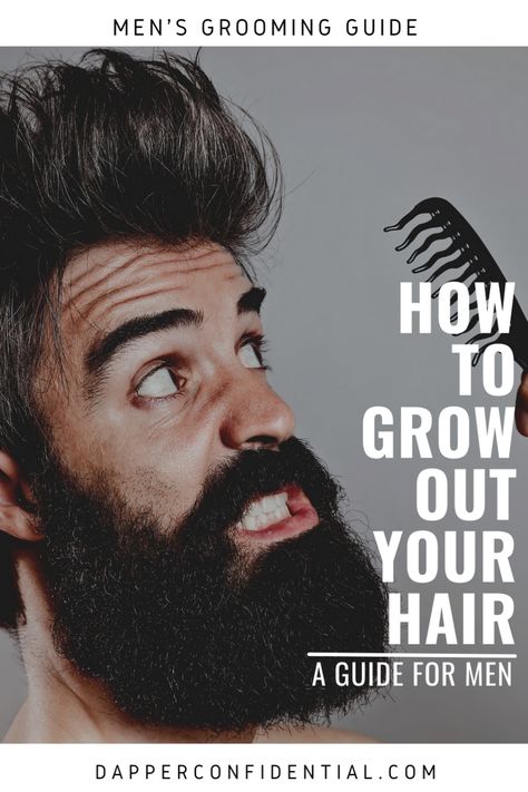 The fade is losing popularity and longer hairstyles are trending. Read the guide on how to grow out your hair might come in handy to bypass the scruffy in-between stages. Men’s Hair Growing Out, Grooming Hacks, Growing Out Hair, Hair For Men, Hairstyle Tips, The Fade, Men's Hairstyle, Find Hairstyles, Mens Hair Care