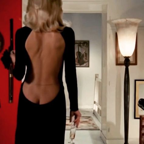 Daria 💎 on Instagram: “Mireille Darc and her black dress in ‘Le Grand Blond avec Une Chaussure Noire’, 1972 ✨ Follow @in_love_with_retro for more!” Mireille Darc, Fashion Week Dresses, Rave Festival Outfits, Black Backless Dress, Elegant Outfit Classy, Casual Trends, Iconic Dresses, Backless Maxi Dresses, Elegant Outfit