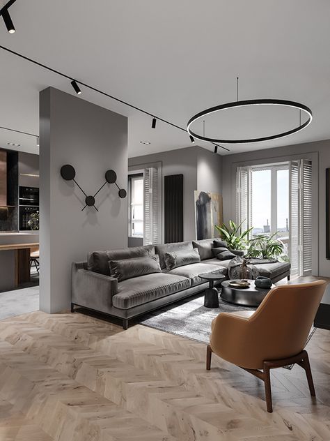 Gray Space on Behance Gray Space, Apartment Inspiration, Living Room Decor Apartment, Home Room Design, Apartment Interior, Ideas Living, Apartment Design, Luxury Living Room, Living Room Interior