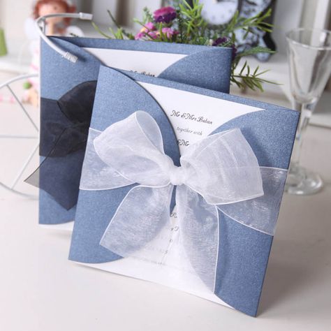 Homemade Wedding Invitations, Blue And White Wedding, Christmas Wedding Invitations, Design Invitation, Homemade Wedding, Handmade Invitations, Creative Wedding Invitations, Trendy Wedding Invitations, Wedding Invitations Romantic