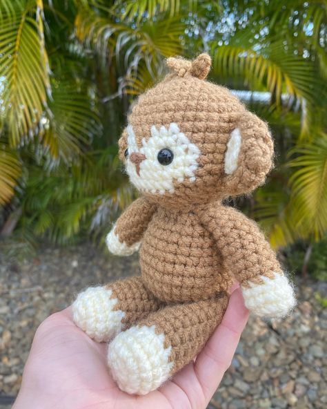 Crochet monkey!! I decided to use acrylic yarn this time and I love it!! 🐵🍌 Pattern by me!!! (it’s free) #crochet #crochetmonkey #crochetaddict #crochetersofinstagram #amigurumi #plushies #crochetplushies #smallbusiness #yeppoon How To Crochet A Monkey, Crochet Ideas With Acrylic Yarn, Crochet Plushies Acrylic Yarn, Acrylic Yarn Crochet Patterns, Free Monkey Crochet Pattern, Crochet Acrylic Yarn Projects, Monkey Crochet Pattern Free, Crochet Monkey Pattern Free, Craft To Do When Bored