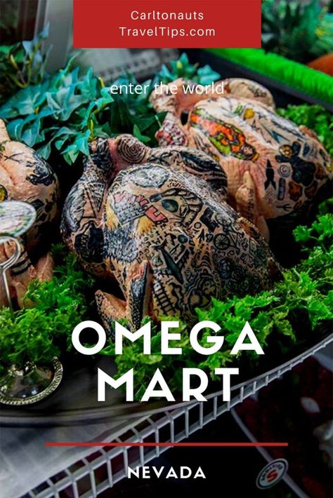 Graphic inviting people to explore the strange world of Omega Mart in Las Vegas. Las Vegas Omega Mart, Omega Mart Las Vegas, Omega Mart, Las Vegas Tips, Medication Organization, Secret Passages, Strange World, Admission Ticket, Weird World