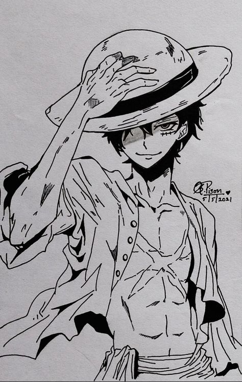 One Piece Luffy Drawing Pencil, Luffy Pencil Drawing, Anime Sketch Luffy, Luffy Pencil Sketch, One Piece Sketch, Peace Drawing, Sunflower Sketches, Itachi Akatsuki, Boy Drawing