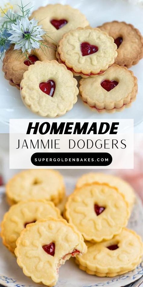 Homemade Jammy Dodgers, Jammy Dodger Recipe, Jammie Dodgers Recipe, Scottish Biscuit Recipes, Jam Jams Cookies Recipes, How To Make Biscuits Easy Recipe, Jammy Dodgers Recipe, Biscuit Cookies Recipe, Jam Biscuits Recipe