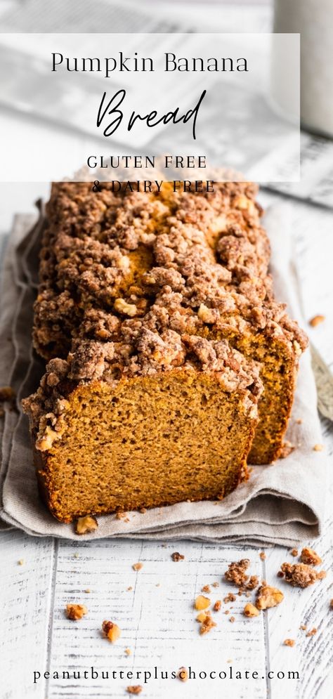 Dairy Free Pumpkin Bread Recipe, Pumpkin Zucchini Bread Gluten Free, Pumpkin Bread Recipe Almond Flour, Dairy Free Pumpkin Banana Bread, Pumpkin Bread Healthy Gluten Free, Pumpkin Banana Gluten Free, Pumpkin And Banana Recipes Gluten Free, Health Pumpkin Bread, Fall Baking Healthy Gluten Free