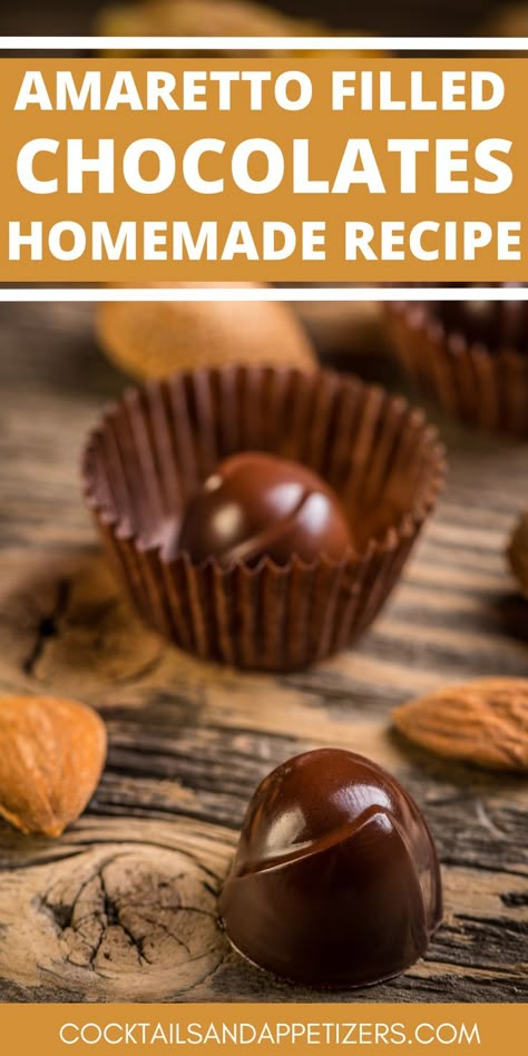 Chocolate Liquor Candy, Alcohol Filled Chocolates, Liquor Filled Chocolates Homemade, Diy Filled Chocolates, Chocolate Amaretto Cake, Chocolate Candy Filling Recipes, Alcoholic Candy Recipes, Homemade Chocolates Fillings, Molded Chocolate Candy