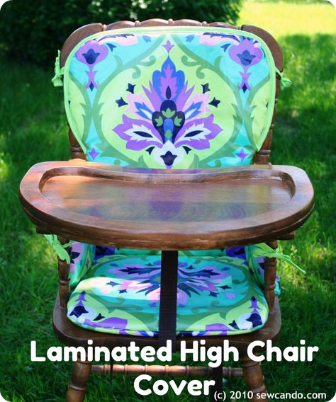 Sew Can Do: Laminated Cotton Cupholder Tutorial Wooden High Chair, High Chair Cover, Wooden High Chairs, Highchair Cover, Diy Bebe, Diy Chair, Oil Cloth, Baby Crafts, Chair Pads