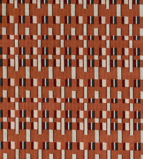 Metropolitan - Burnt Orange fabric, from the Underground Volume II collection by Kirkby Design Orange Fabric Pattern, Burnt Orange Carpet, Orange Fabric Texture, Diriyah Gate, Fabric Pattern Texture, Kirkby Design, Interior Prints, Burnt Orange Fabric, Orange Office