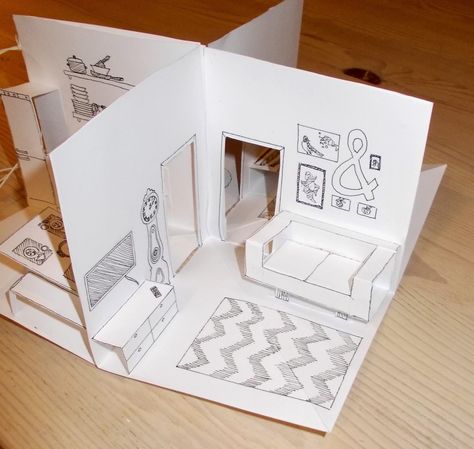 Pop Up House, Pop Up Art, Paper Pop, Paper Doll House, Paper Crafts Origami, Pop Up Book, Printable Crafts, Paper Houses, Origami Crafts