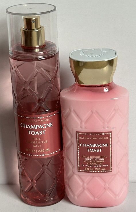 Bath & Body Works Champagne Toast Fragrance Body Mist spray and body lotion 2pc set New! Scent notes: bubbly champagne, sparkling berries and juicy tangerine. From smoke-free, pet-free home. Return Policy: If you want to return these items, shipping fee is not refundable. USPS does not offer refund on used services. The item must be received back in the original packaging with tags and receipts as this item was shipped to you. All returns must be back within a 30 days of the ending date of the s Perfume Bath And Body Works, Bath And Body Works Lotion, Bath N Body Works, Fragrances Perfume Woman, Perfume Body Spray, Bath And Body Work, Bath And Body Works Perfume, Shower Skin Care, Body Smells