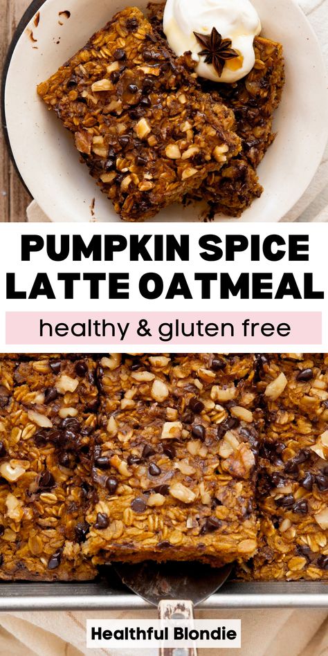 This quick and easy Starbucks inspired pumpkin baked oatmeal with coffee is naturally sweetened with maple syrup. It's a healthy fall breakfast recipe that will kickstart your day with all the energy you need! Made in one bowl and ready in under an hour, these meal prep baked oats are gluten-free, dairy-free, and refined-sugar-free. Healthy Fall Breakfast Recipes, Healthy Fall Breakfast, Pumpkin Baked Oatmeal, Oat Flour Recipes, Fall Recipes Breakfast, Starbucks Latte, Baked Oatmeal Recipe, Easy Oatmeal, Baked Oatmeal Recipes