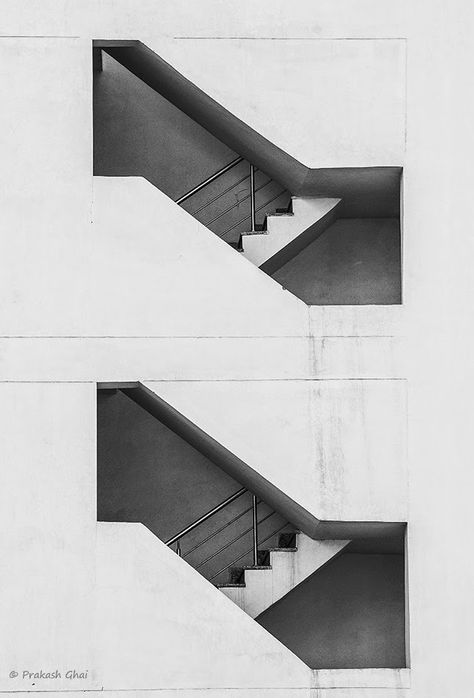 Minimalist Photography, Minimalism, Minimal,  Staircase, stairs, geometry, architecture photography, black and white, monochrome, photography, artwork, artist, gifts, home decor, design, craft, apartment, two, pair Stair Architecture Design, Staircase Design Architecture, Exterior Stairs Architecture, Black And White Architecture Render, Parti Architecture, Architectural Stairs, Minimal Staircase, Monochrome Architecture, Stairs Abstract